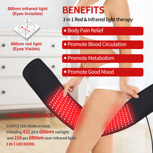 DGYAO New Red Light Therapy Belt for Waist, Back, Shoulders, and Joints - Muscle Relaxation with 880nm Infrared Light Device Featuring Pulse Mode