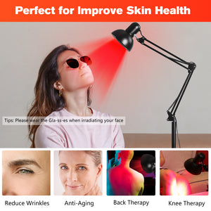 DGYAO Red & Infrared Light Thera Lamp – Full-Body, Custom Height, Dual Light for Skin & Muscle Relaxation Adjustable Device