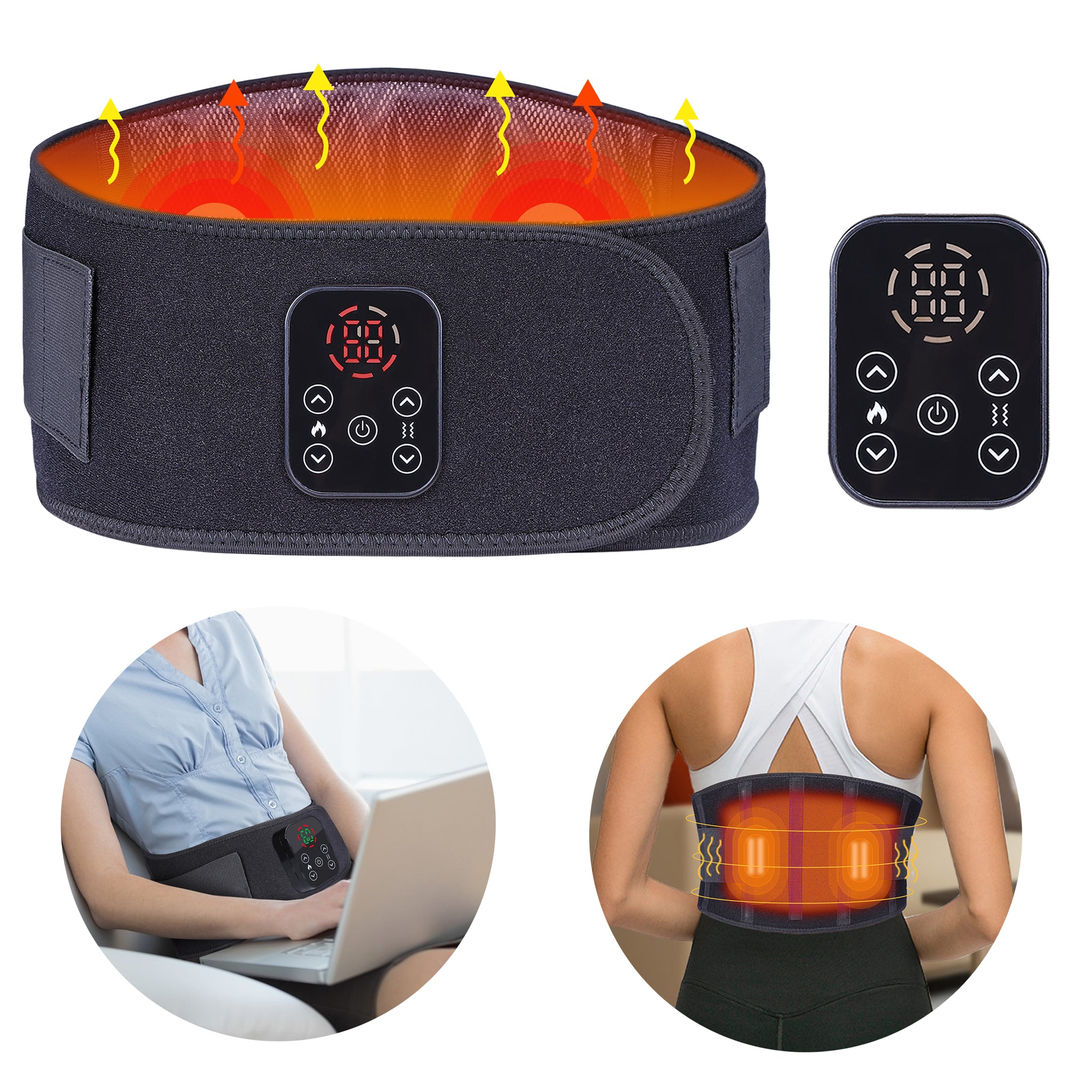 DGYAO Heating Pad Back Brace for Back Pain Relief with 7 Vibration