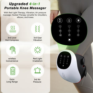 DGYAO 4-in-1 Cordless Knee Massager with Red Light, Heating, Airbags & Vibration - Portable Home Use for Knee & Arm Joints