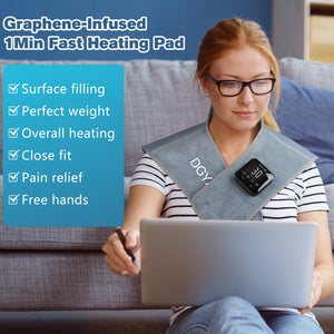 DGYAO Heating Pad Back Brace for Back Muscle Joint Relax with 7 Vibration Modes - USB Rechargeable Battery Included Cordless