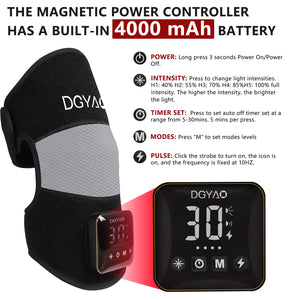 DGYAO Red Light Therapy for Knee with Power Bank, 660nm & 850nm Near Infrared Light Therapy Device for Knee Elbow Shoulder Joint Pain Relief
