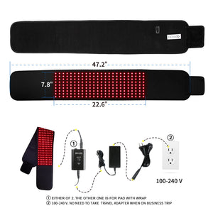 DGYAO New Red Light Therapy Belt for Waist, Back, Shoulders, and Joints - Muscle Relaxation with 880nm Infrared Light Device Featuring Pulse Mode